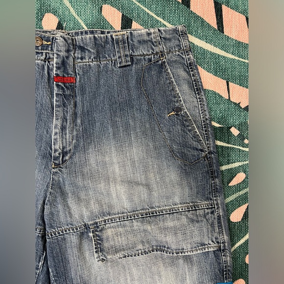 Vintage Le Jean De Marithe Francois Girbaud Jean Shorts Cargo Velcro Denim - Picture 7 of 14